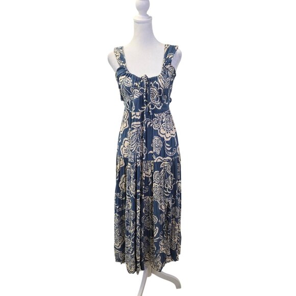 Angie Dresses & Skirts - Angie Boho Floral Print Keyhole Peek-A-Boo Tiered Maxi Dress Size Medium